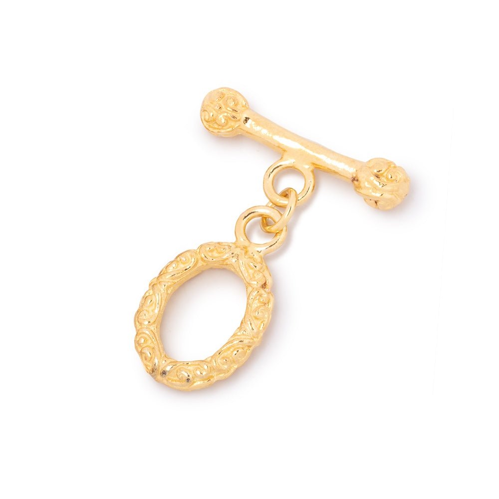 19x11mm Vermeil Toggle Bali Design 1 piece