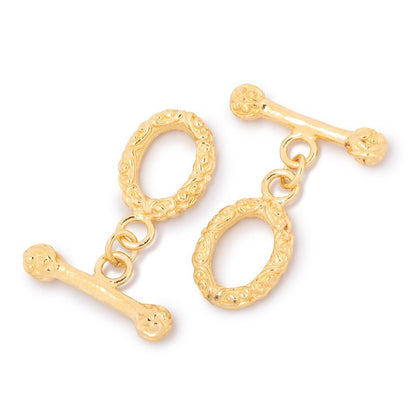 19x11mm Vermeil Toggle Bali Design 1 piece