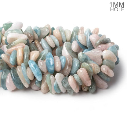 19x12-24x17mm Multi Beryl center drilled elongated plain nuggets 16 inch 64 large hole beads AA