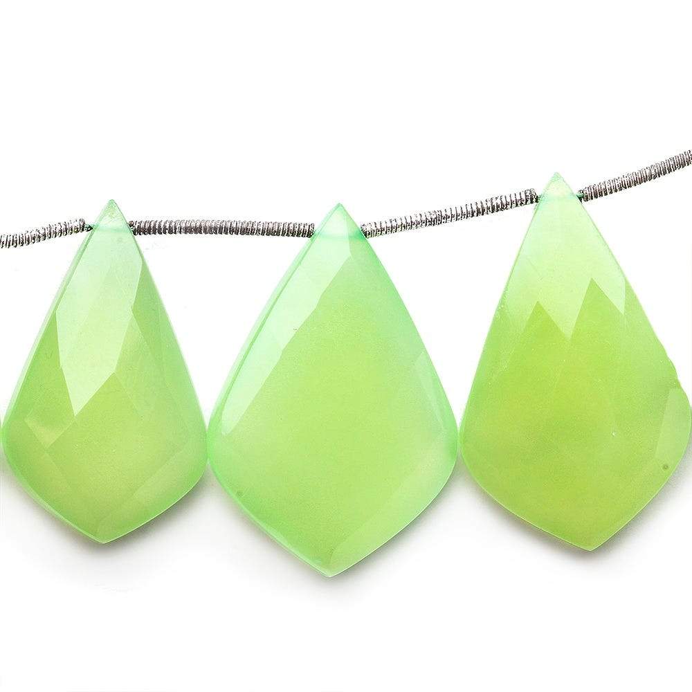 19x12-31x21mm Lime Green Chalcedony Modified Faceted Pears 9 inch 13 Beads