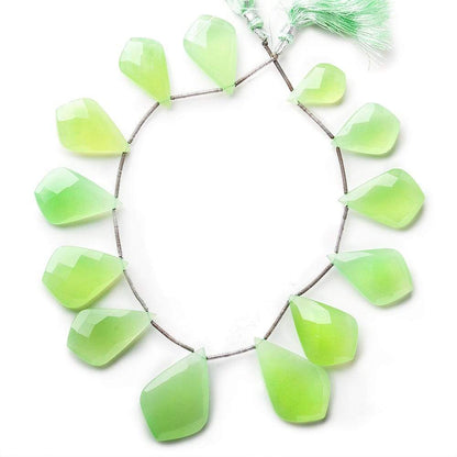 19x12-31x21mm Lime Green Chalcedony Modified Faceted Pears 9 inch 13 Beads
