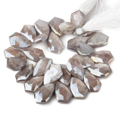 19x13-22x13mm Mystic Light Platinum Grey Moonstone Faceted Shields 8 inch 28 beads