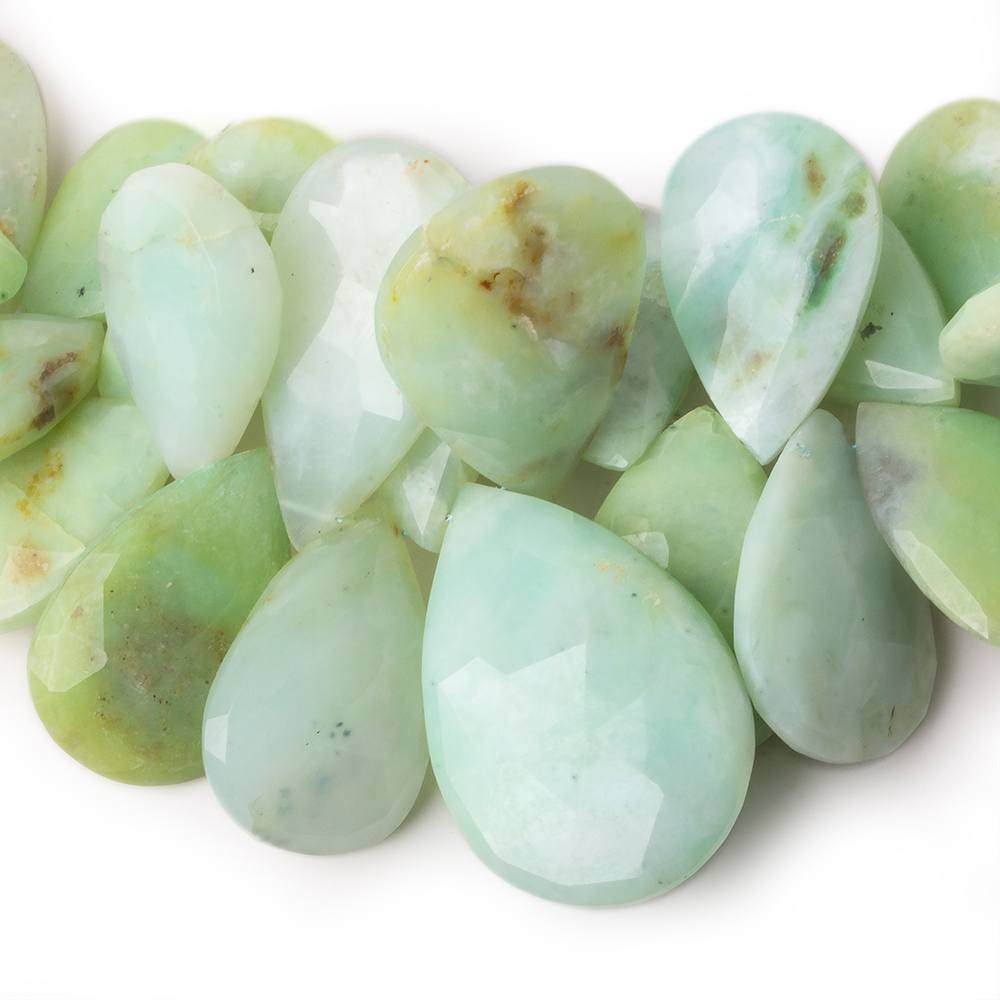 19x13-35x24mm Blue Peruvian Opal faceted pears 8.5 inch 40 beads