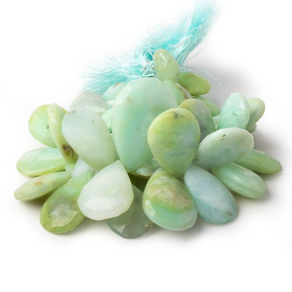 19x13-35x24mm Blue Peruvian Opal faceted pears 8.5 inch 40 beads