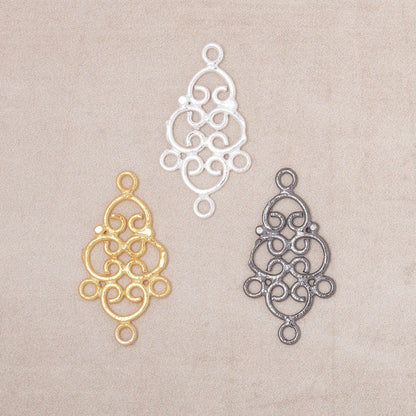 19x13mm Filigree 3 Ring Charm Set of 4 pieces