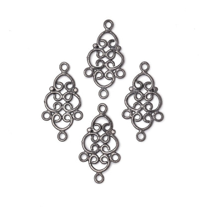 19x13mm Filigree 3 Ring Charm Set of 4 pieces