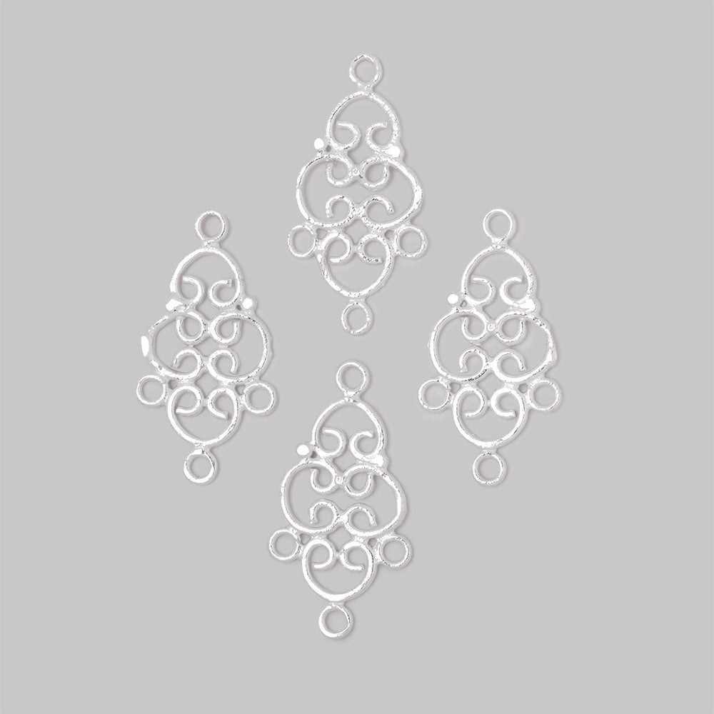 19x13mm Filigree 3 Ring Charm Set of 4 pieces