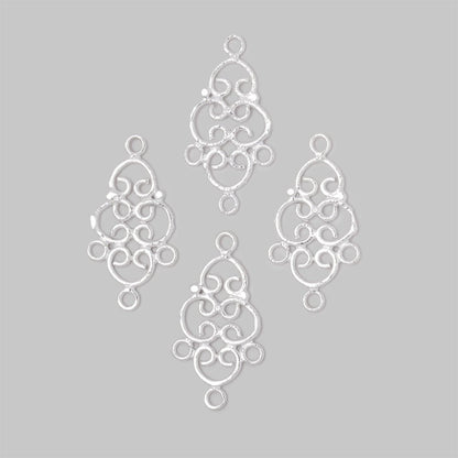 19x13mm Filigree 3 Ring Charm Set of 4 pieces