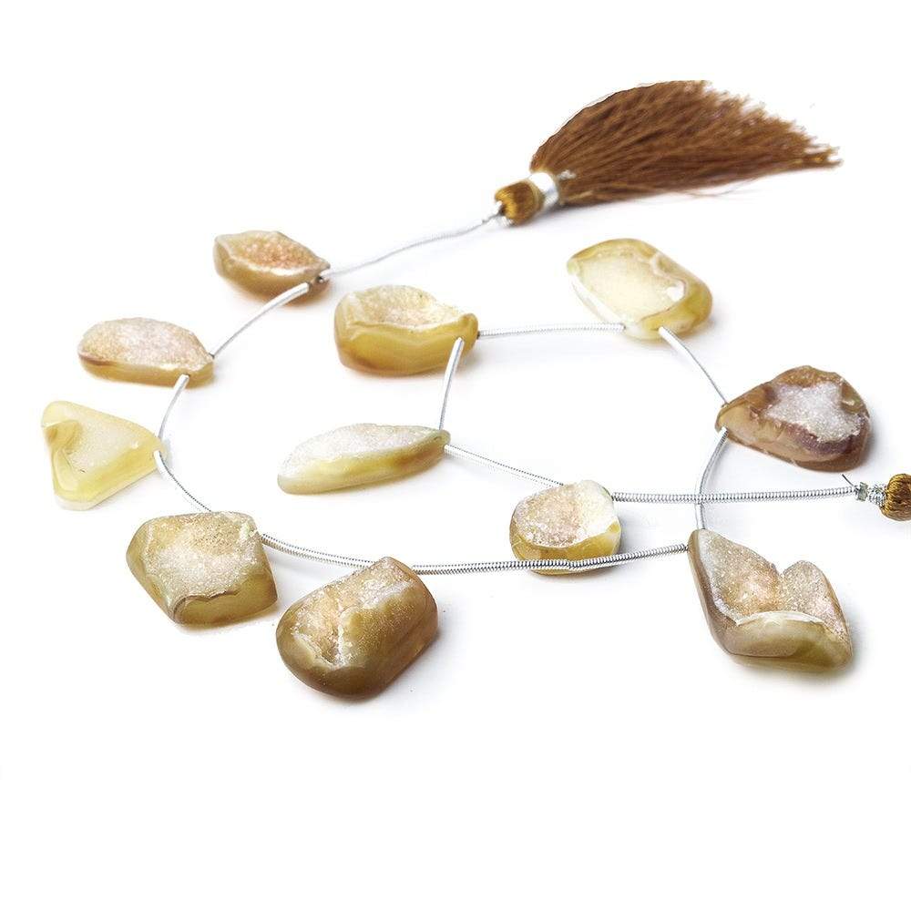 19x14-31x17mm Caramel Brown Agate Drusy Freeform Beads 11 pieces