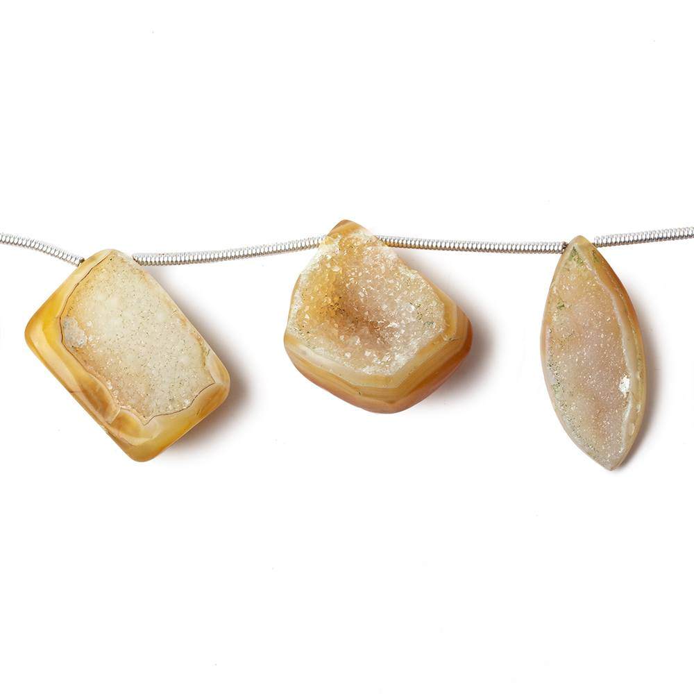 19x14-31x17mm Caramel Brown Agate Drusy Freeform Beads 11 pieces