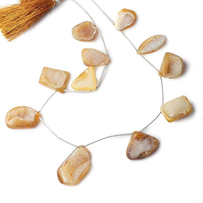 19x14-31x17mm Caramel Brown Agate Drusy Freeform Beads 11 pieces