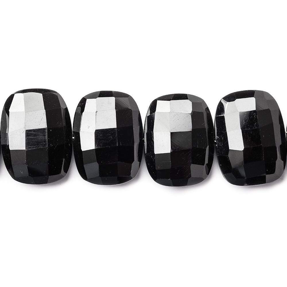 19x14mm Black Onyx side drilled Faceted Cushion beads 8 inch 14 pieces AAA
