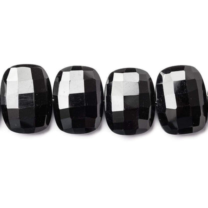 19x14mm Black Onyx side drilled Faceted Cushion beads 8 inch 14 pieces AAA