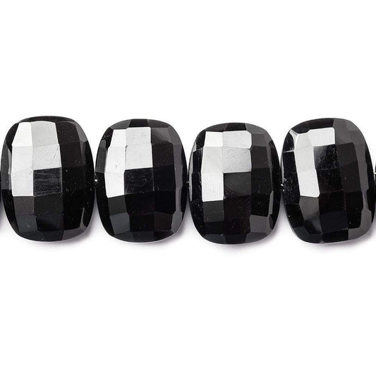 19x14mm Black Onyx side drilled Faceted Cushion beads 8 inch 14 pieces AAA