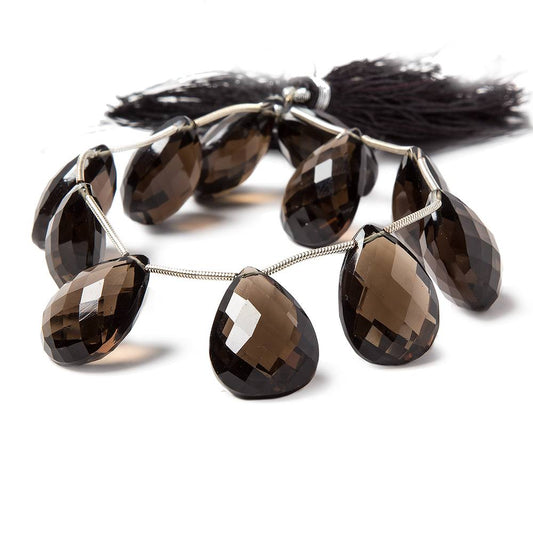 19x14mm Smoky Quartz Pear Briolette Beads 8 inch 11 pieces