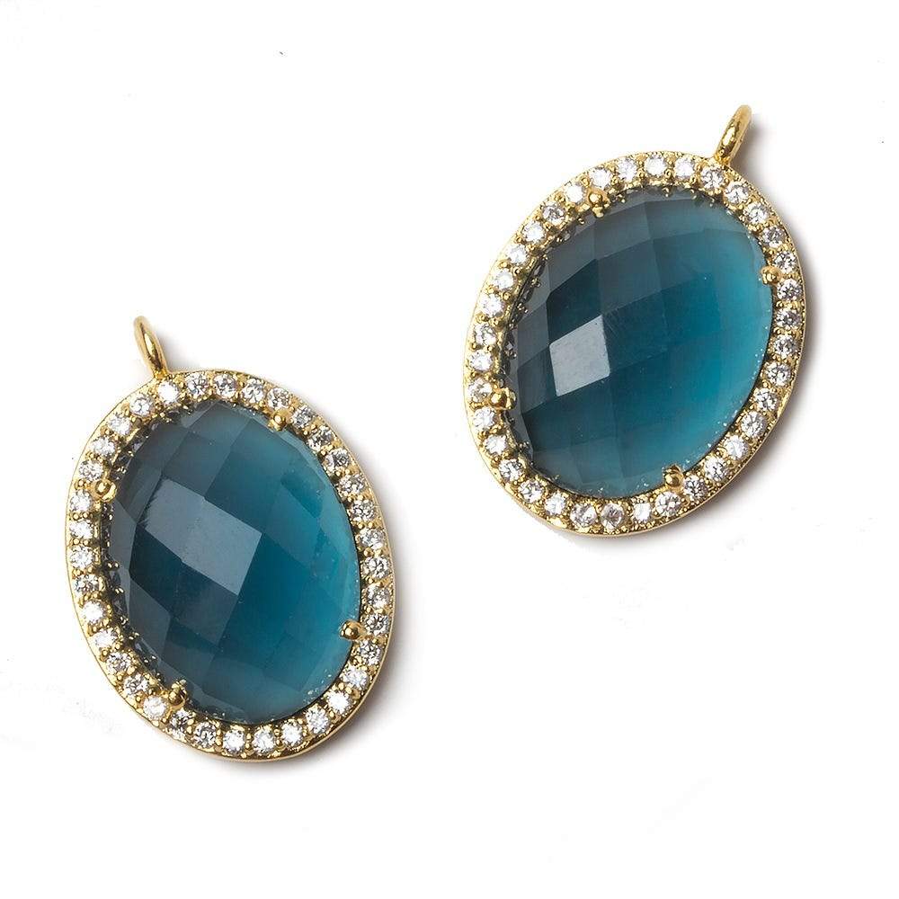 19x15mm Vermeil Bezeled CZ & London Blue Quartz Oval Pendant 1 pc