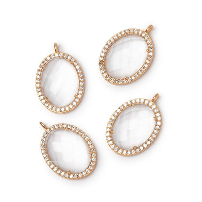 19x15mm Rose Gold CZ Bezel Crystal Quartz Oval Pendant 1 Focal