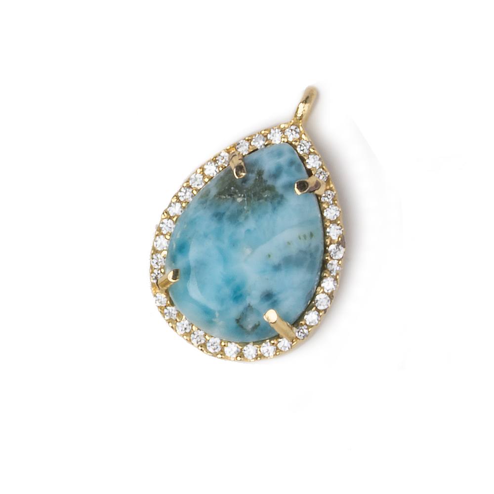 19x15mm Vermeil Bezel White CZ and Larimar Pear Pendant 1 focal piece