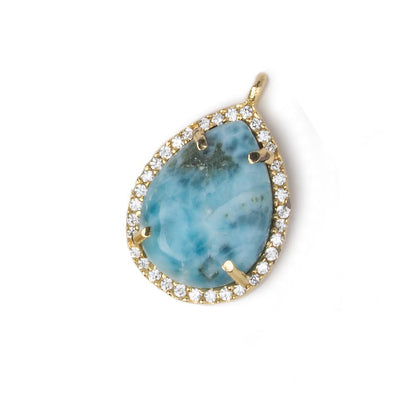 19x15mm Vermeil Bezel White CZ and Larimar Pear Pendant 1 focal piece