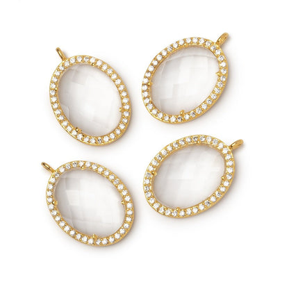 19x15mm Vermeil CZ Bezel Crystal Quartz Faceted Oval Pendant 1 Focal