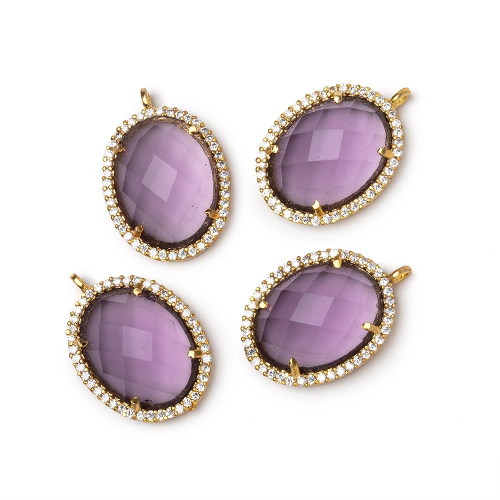 19x15mm Vermeil CZ Bezel Purple Hydro Quartz Faceted Oval Pendant 1 Focal