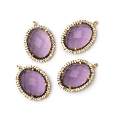 19x15mm Vermeil CZ Bezel Purple Hydro Quartz Faceted Oval Pendant 1 Focal