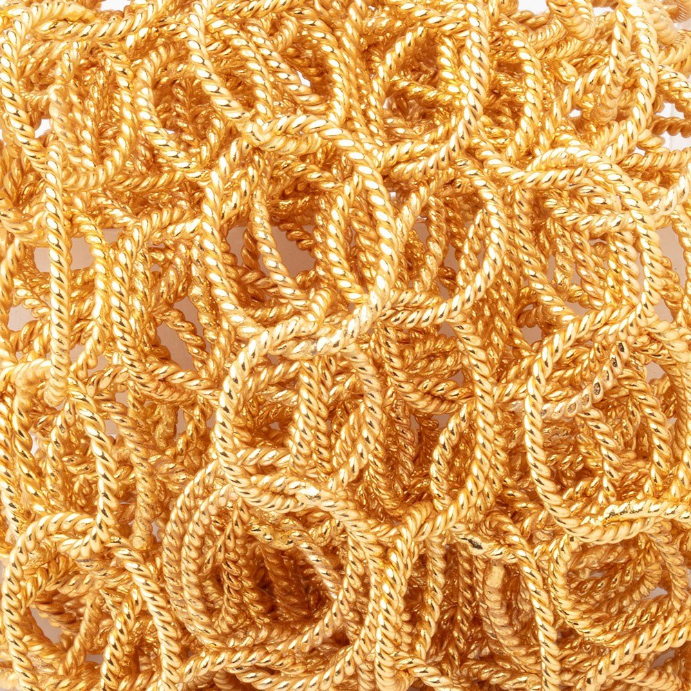 19x16mm & 15mm 22kt Gold Plated Twisted Satin Oval & Round Link Chain