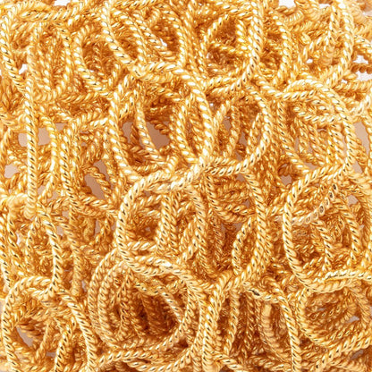 19x16mm & 15mm 22kt Gold Plated Twisted Satin Oval & Round Link Chain