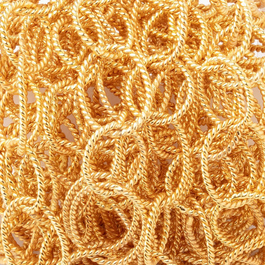 19x16mm & 15mm 22kt Gold Plated Twisted Satin Oval & Round Link Chain