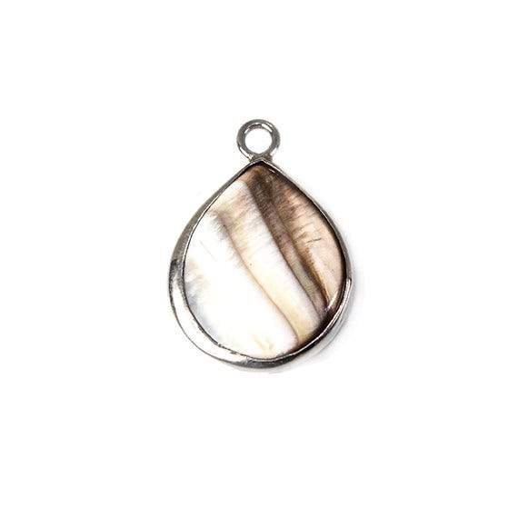 19x16mm Mother of Pearl Heart Silver Bezel Pendant 1 piece