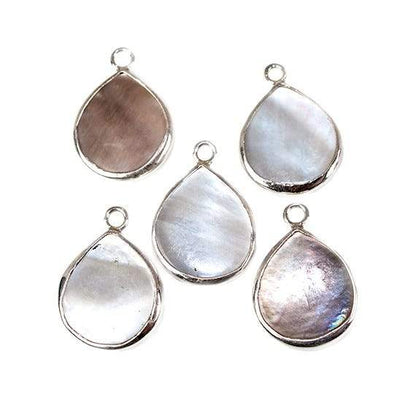 19x16mm Mother of Pearl Heart Silver Bezel Pendant 1 piece