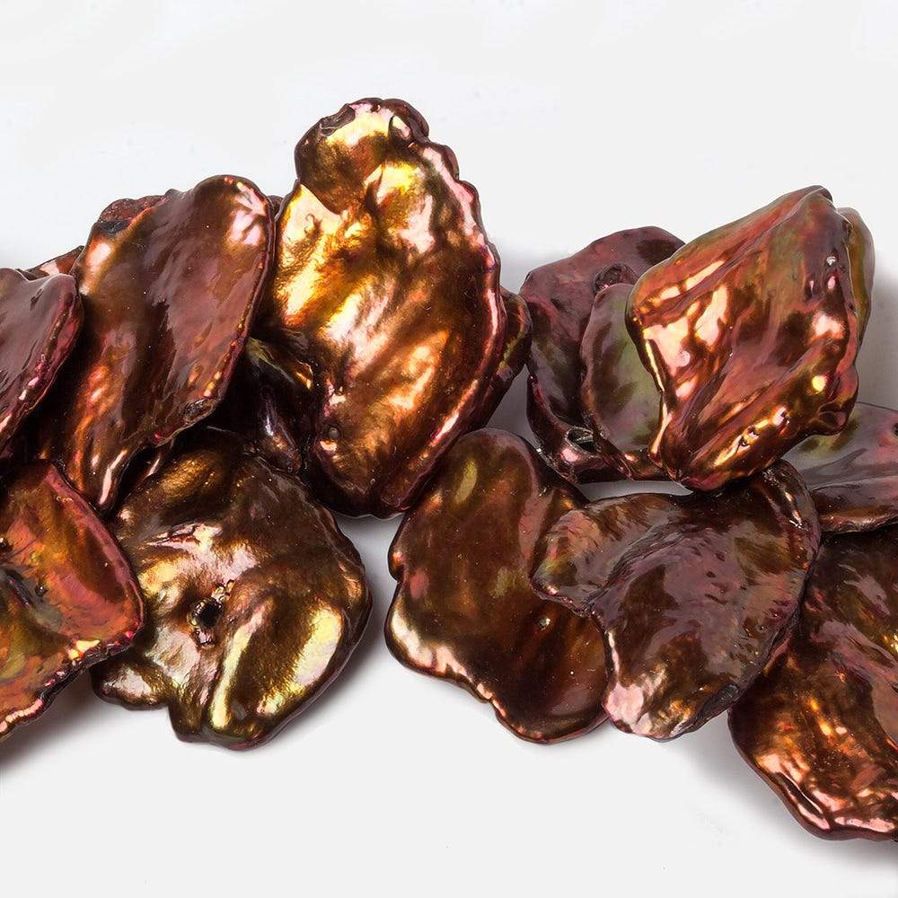 19x17-26x20mm Copper Ultra Keshi  Top Drilled Freshwater Pearls 7 inch 27 pcs