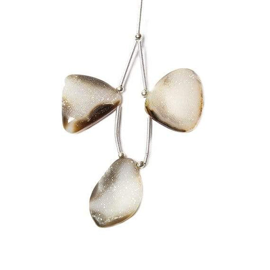 19x18-23x19mm Tri-Color Agate Drusy Freeform Focal Bead Set of 3