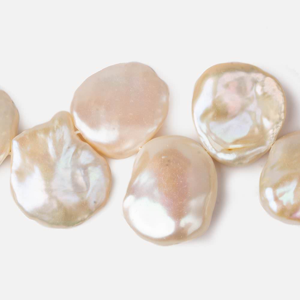 19x18-23x20mm Salmon Peach top drilled Ultra Keshi Freshwater Pearls AAA 16 inch 32 pcs