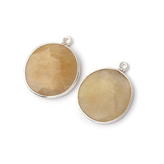 19x18mm .925 Silver Bezel Beryl Faceted Freeform Set of 2 Pendants