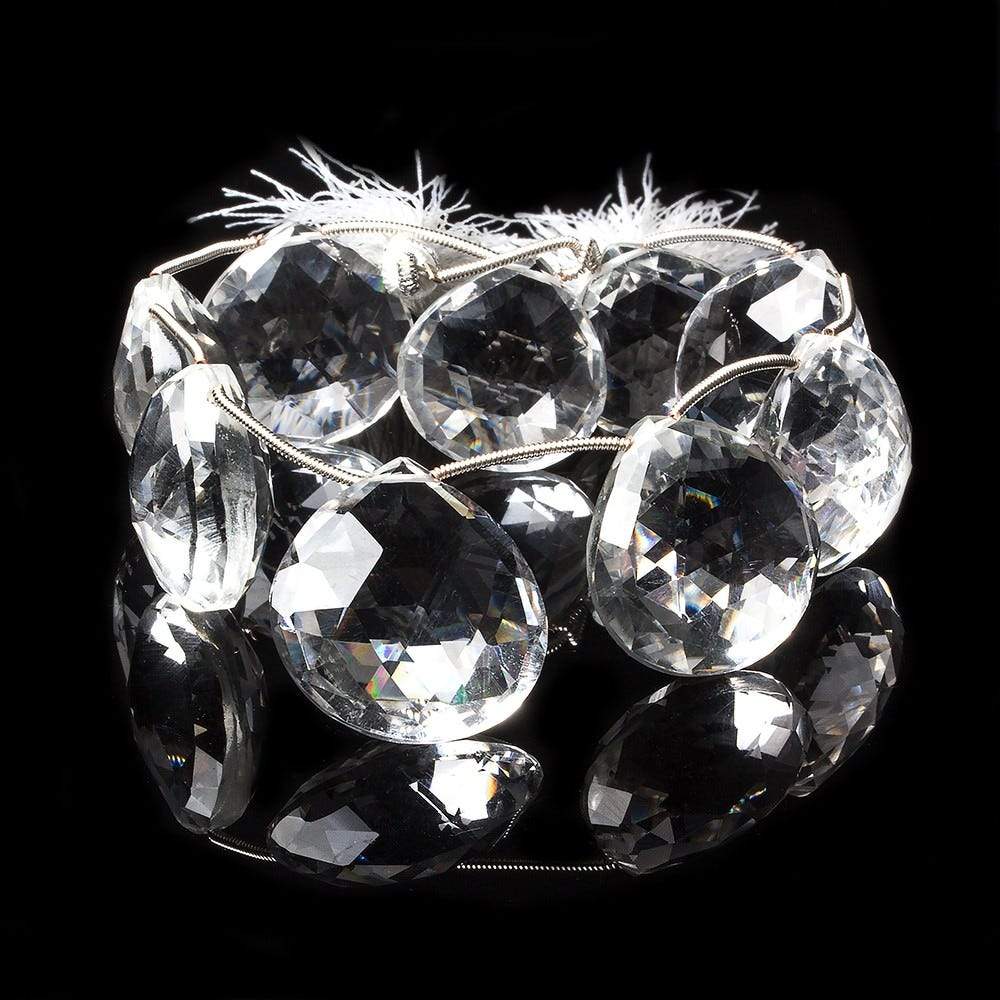 18x18-23x23mm Crystal Quartz faceted heart beads 7 inch 9 pieces