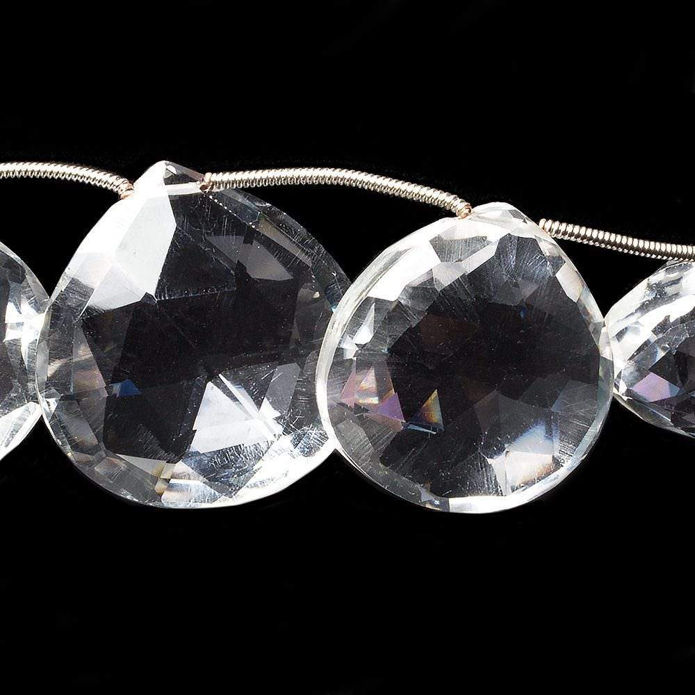 18x18-23x23mm Crystal Quartz faceted heart beads 7 inch 9 pieces