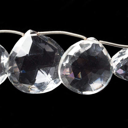 18x18-23x23mm Crystal Quartz faceted heart beads 7 inch 9 pieces