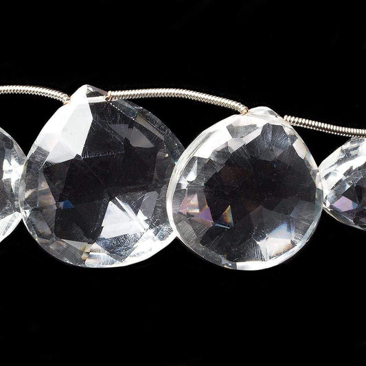 18x18-23x23mm Crystal Quartz faceted heart beads 7 inch 9 pieces