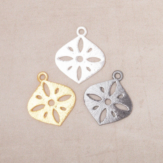 19x19.5mm Brushed Filigree Marquise Charm Set of 4 pieces