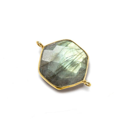 19x19mm Vermeil bezel Labradorite Faceted Hexagon Connector 1 focal bead