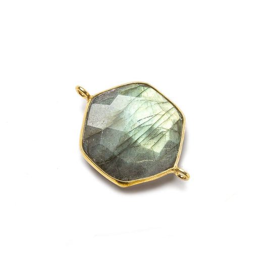 19x19mm Vermeil bezel Labradorite Faceted Hexagon Connector 1 focal bead