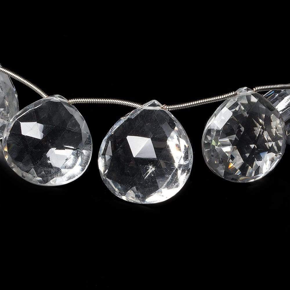 19x19x9-26x25x13mm Crystal Quartz faceted heart beads 8 inch 9 pieces