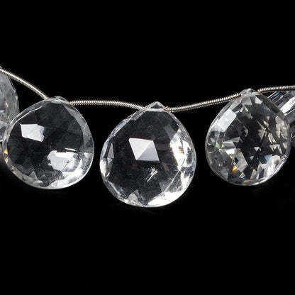 19x19x9-26x25x13mm Crystal Quartz faceted heart beads 8 inch 9 pieces