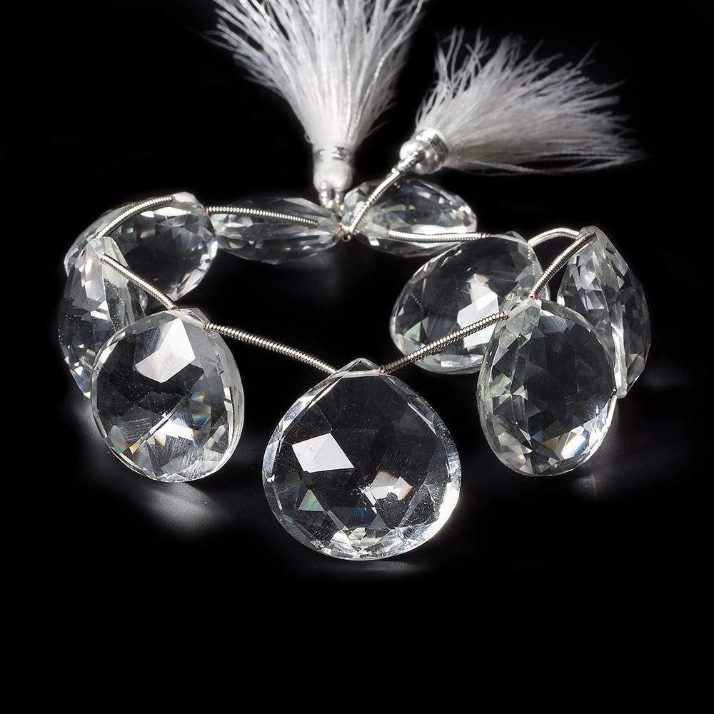 19x19x9-26x25x13mm Crystal Quartz faceted heart beads 8 inch 9 pieces
