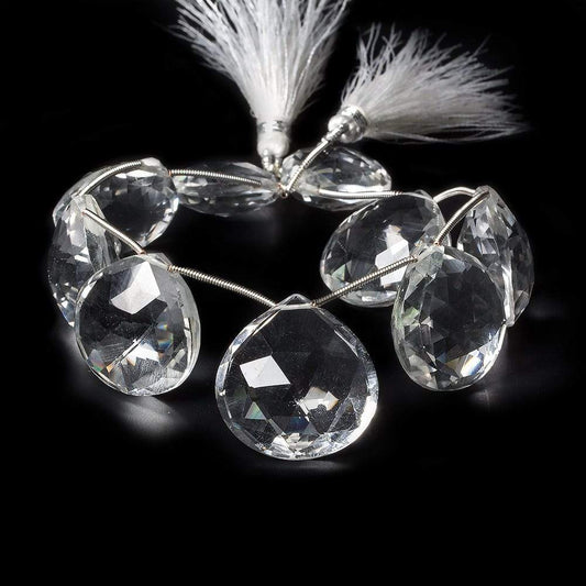 19x19x9-26x25x13mm Crystal Quartz faceted heart beads 8 inch 9 pieces