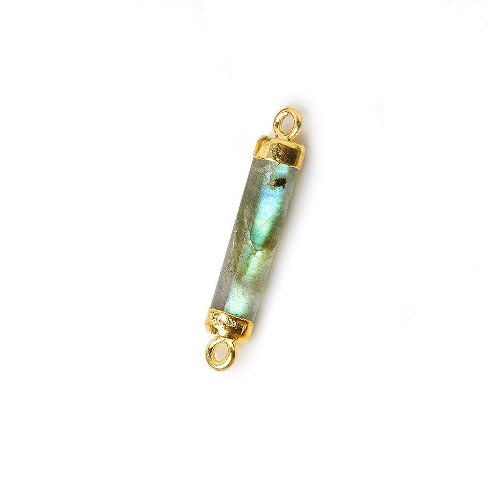 19x5mm Gold Leafed Labradorite plain barrel Connector 1 piece