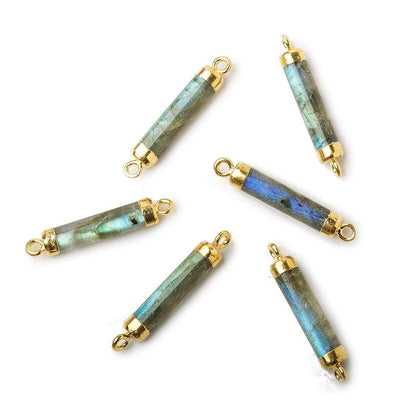 19x5mm Gold Leafed Labradorite plain barrel Connector 1 piece