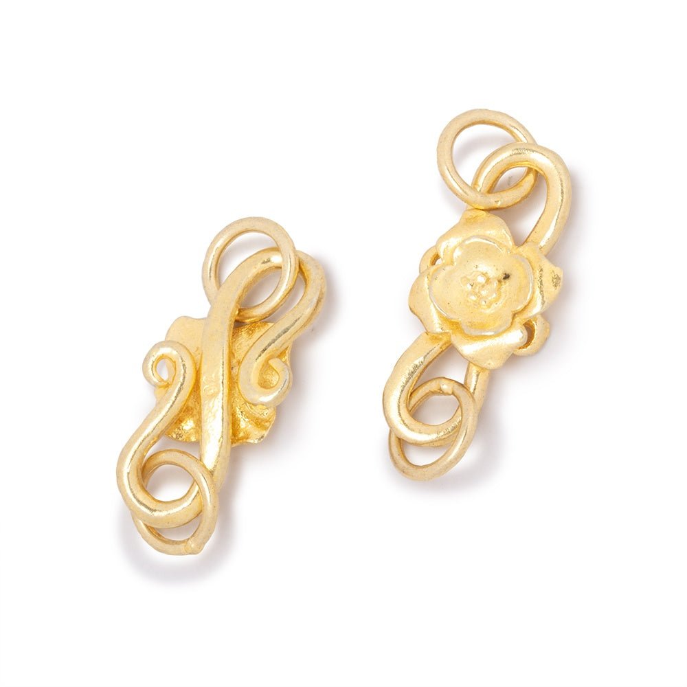 19x9mm Vermeil S Hook with a Dogwood Flower 1 piece