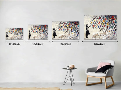 Colorful Graffiti Street Canvas Wall Art Funny Butterfly Banksy Street Art Mu...